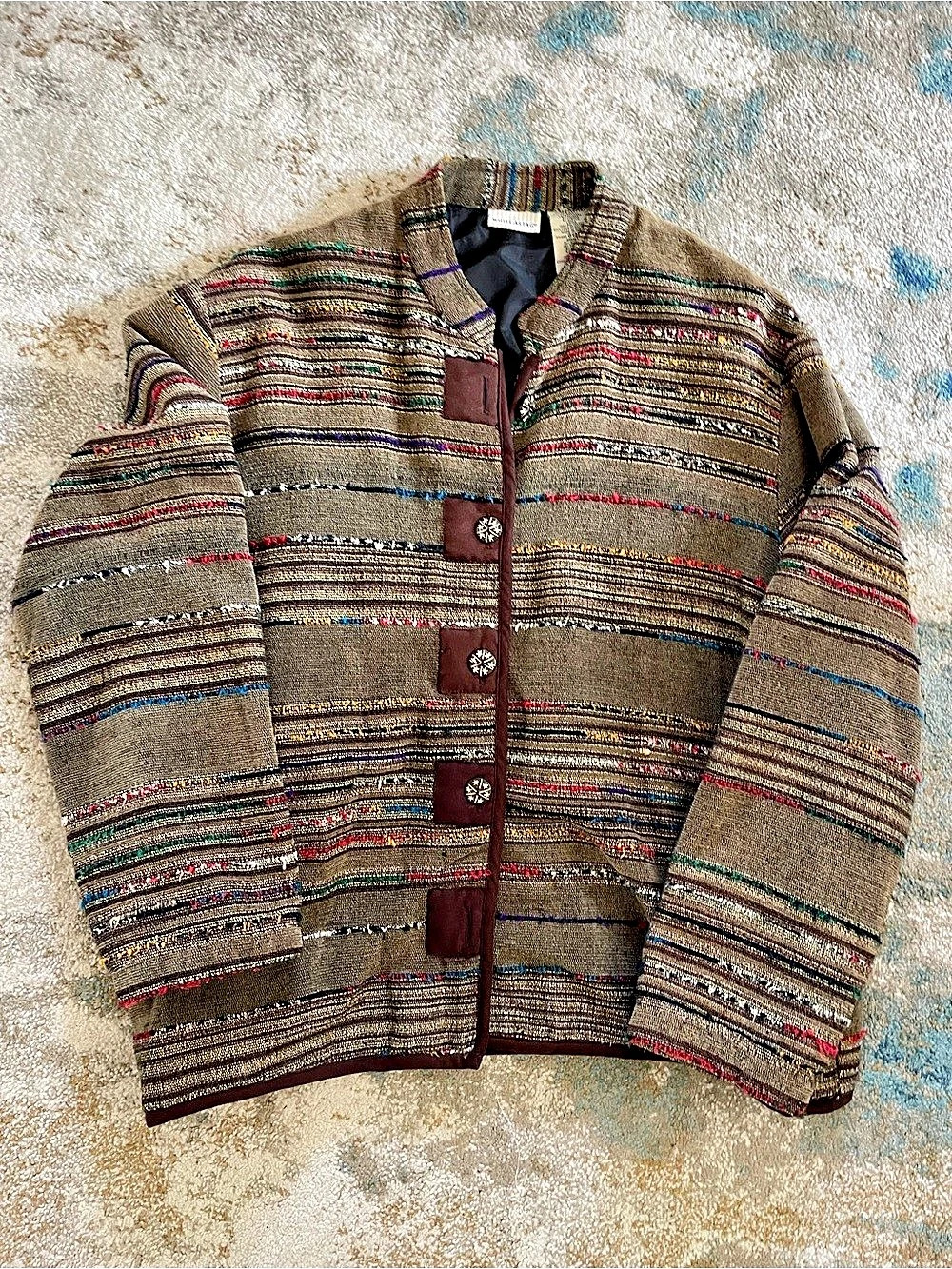Striped Woven Jacket in Brown Large great condition